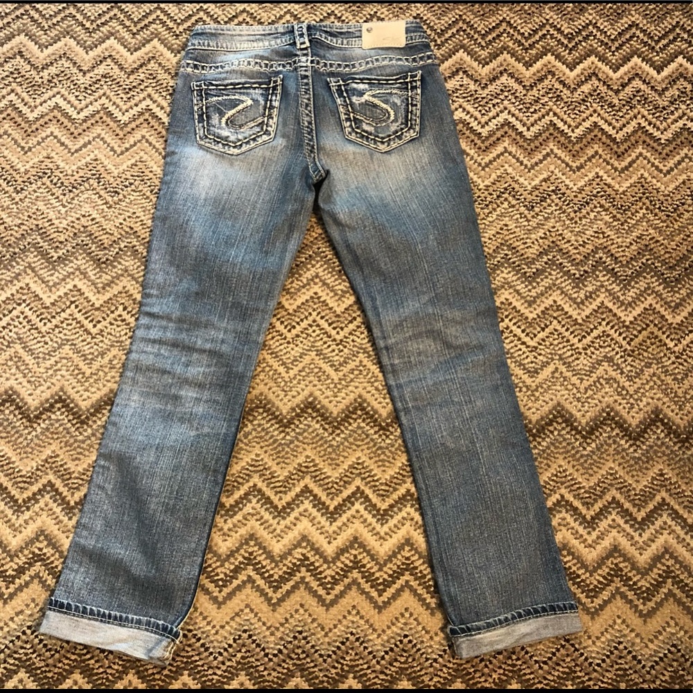 Silver Aiko Mid Straight Stretch Jeans 26/30 - Picture 2 of 6